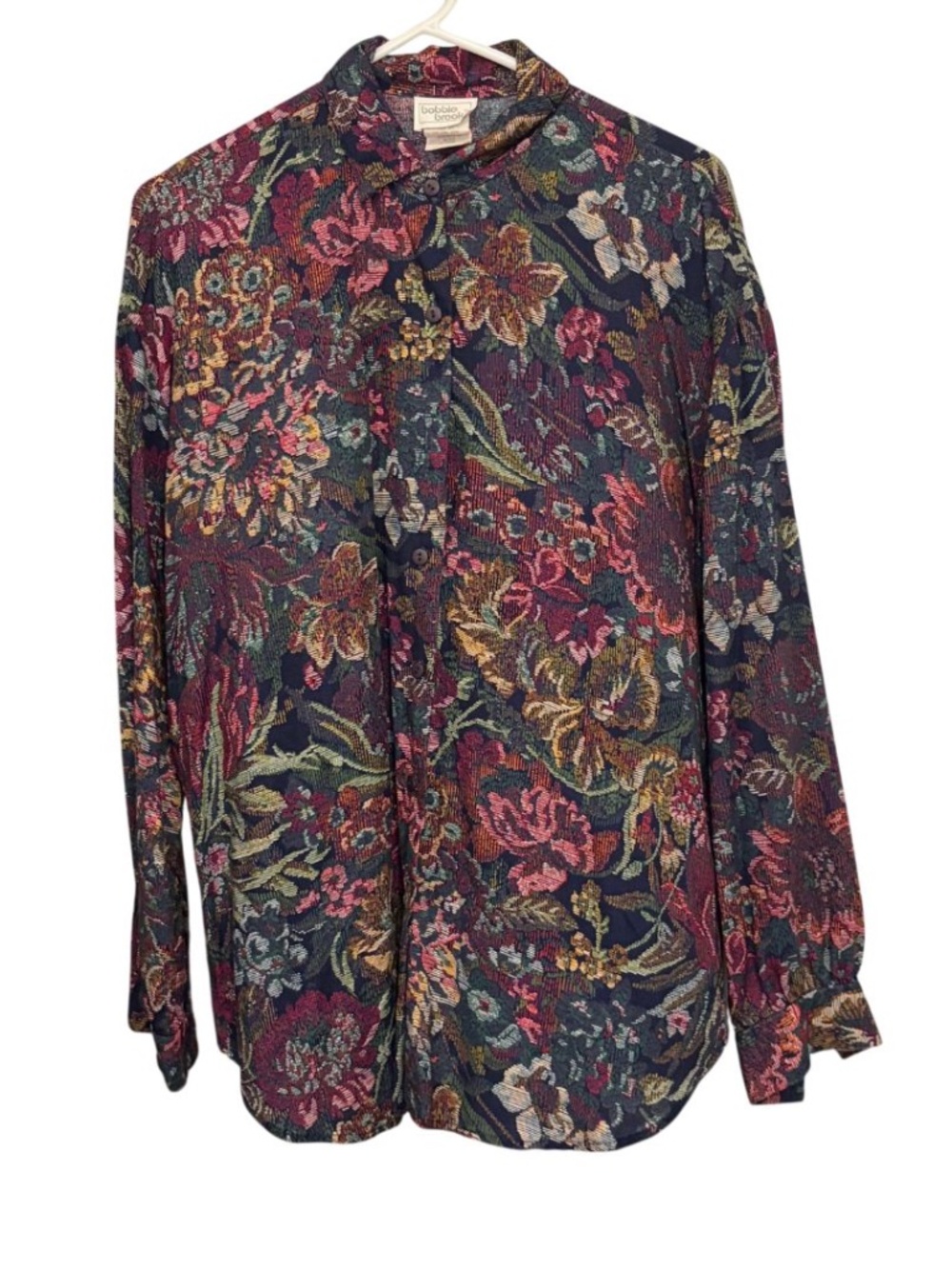 Vintage Women's Bobbie Brooks Dark Floral Tapestry Blouse